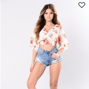 Floral wrap top